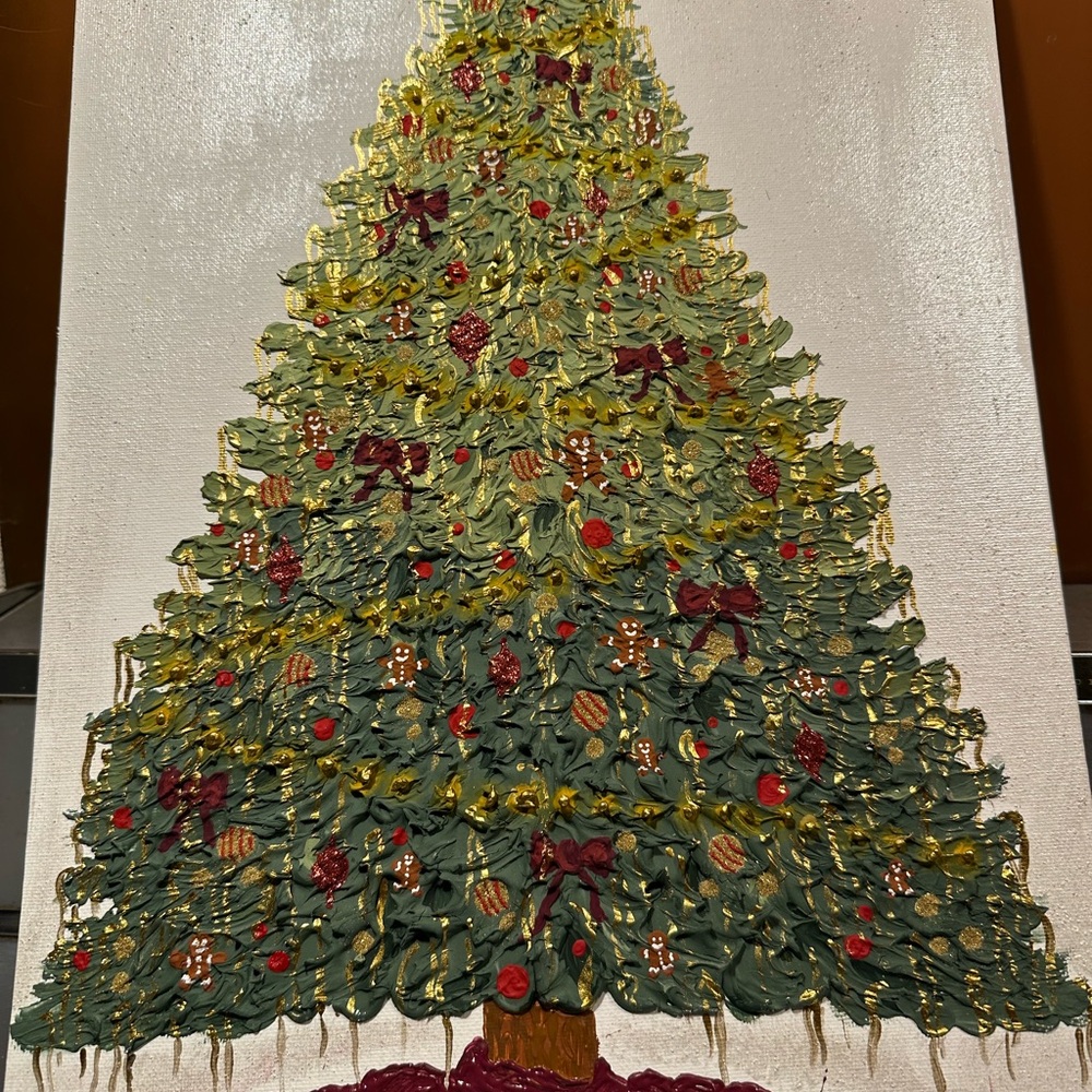 Elegant Green and Gold Holiday Tree Canvas